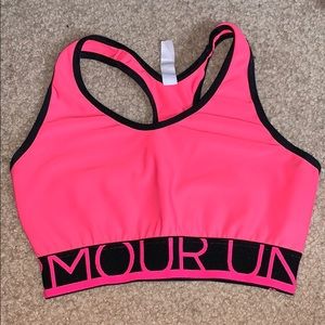 Pink under armour girls sports bra